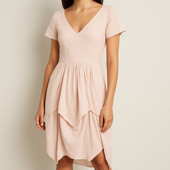 Morgane Le Fay Blush Pink Rhea Draped Romantic Avant Garde Dress - Picture 1 of 10